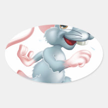 Rat Race Illustration Oval Sticker