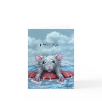Rat Sad Surfer, I Miss You Note Card