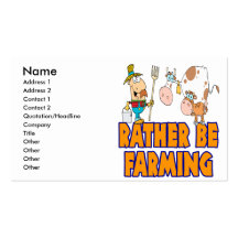 rather be farming cute cartoon farmer and cows business cards