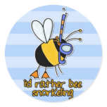 rather bee snorkeling round sticker