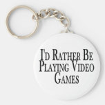 Rather Play Video Games Keychains