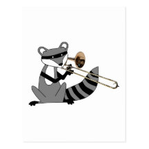 Raton laveur jouant le trombone cartes postales
