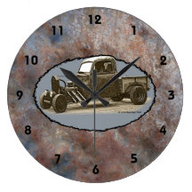 Ratrod Truck Rusty Metal Black Numbers Wallclock