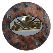 Ratrod Truck Rusty Metal Blue Numbers Wallclocks