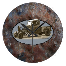 Ratrod Truck Rusty Metal Grey Groove Numbers Clocks