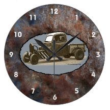 Ratrod Truck Rusty Metal White numbers Wallclock