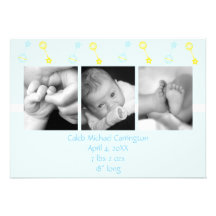 Rattle n Roll Birth Annoucement (blue) Personalized Invites