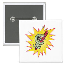 Rattle Snake Coiling Dynamite Cartoon Pins