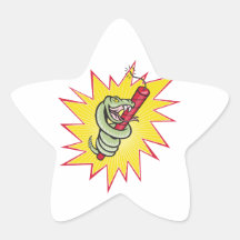 Rattle Snake Coiling Dynamite Cartoon Stickers