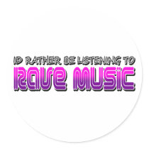 Rave Music Round Stickers