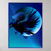 Raven and Moon Poster