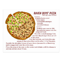 Raven Boys' Pizza Recipe Postcard