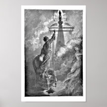 Raven on Bust Edgar Allan Poe Dore Illustration Print