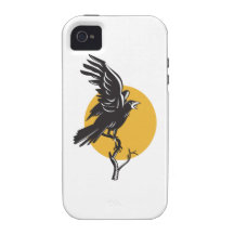 Raven Perching on Branch Retro iPhone 4 Cover