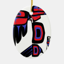 RAVEN RED AND BLUE CHRISTMAS ORNAMENT
