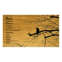 Raven sur l'arbre avec l'arrière - plan en bois cartes de visite personnelles