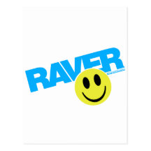Raver Smilie - DJ Clubbing Rave Party Music Post Card