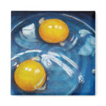 RAW EGGS IN BLUE BOWL REFRIGERATOR MAGNET