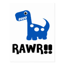 Rawr Dino Blue Post Cards