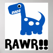 Rawr Dino Blue Poster