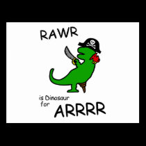RAWR is Dinosaur for ARRR (Pirate Dinosaur) postcards