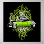 Rayage de Kustom et des 32 sur le noir Posters