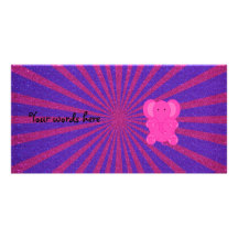 Rayon de soleil de scintillement d'éléphant rose photocarte personnalisée