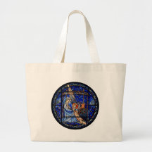 Rayonnant le verre souillé de nativité bleu sac en toile
