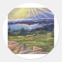 "Rayons de soleil au-dessus de montagne de Cadilla Autocollants