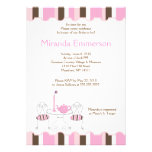 Rayure nuptiale 5x7 de rose de thé de douche cartons d'invitation personnalisés