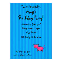 Rayures bleues de tigre rose mignon invitation