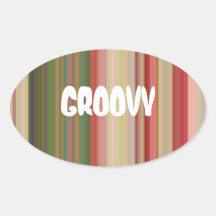 Rayures couleur pêche de ressort stickers ovales