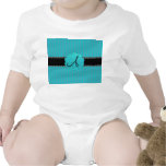 Rayures de turquoise de monogramme bodies pour bébé