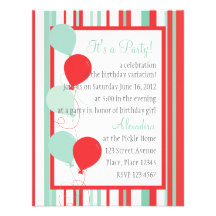 Rayures et ballons d'été carton d'invitation