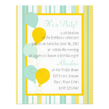 Rayures et ballons d'été invitation personnalisée