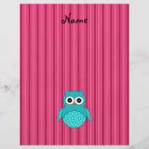 Rayures nommées personnalisées de rose de hibou de tract personnalisé