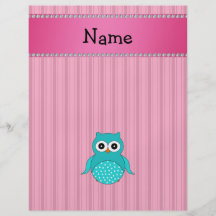 Rayures nommées personnalisées de rose de hibou de tract personnalisé