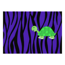 Rayures pourpres de zèbre de tortue mignonne faire-parts