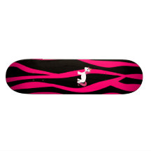 Rayures roses de zèbre de licorne skateboards personnalisés