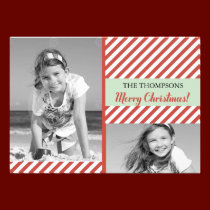 Rayures rouges - photocard de vacances invitations