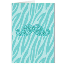 RAYURES TURQUOISES GIRLY DE ZÈBRE DE MOUSTACHE DE  CARTES DE VŒUX