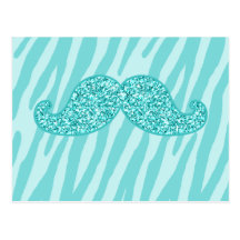 RAYURES TURQUOISES GIRLY DE ZÈBRE DE MOUSTACHE DE  CARTE POSTALE