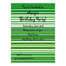 Rayures vertes et blanches modernes invitations
