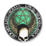 rcok and roll pentagram skull magnet
