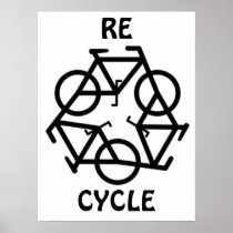 RE CYCLE Recycle Bicycle Symbol Print