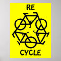 RE CYCLE Recycle Bicycle Symbol posters