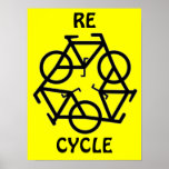 RE CYCLE Recycle Bicycle Symbol posters
