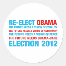 Re-Elect Obama 2012 Round Stickers