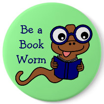Read a Book Month: Be a Book Worm Plaque Pin