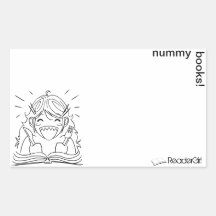 Reader Girl Eats Sticker Bookplate